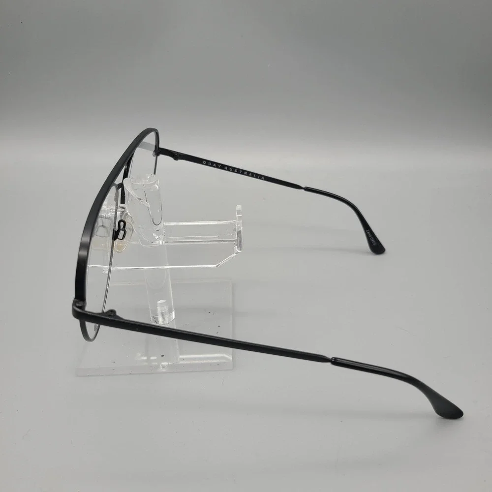 Quay Australia High Key Mini Aviator Blue Light Glasses Matte Black 126
